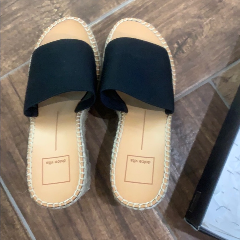 Black and Tan wedge sandal